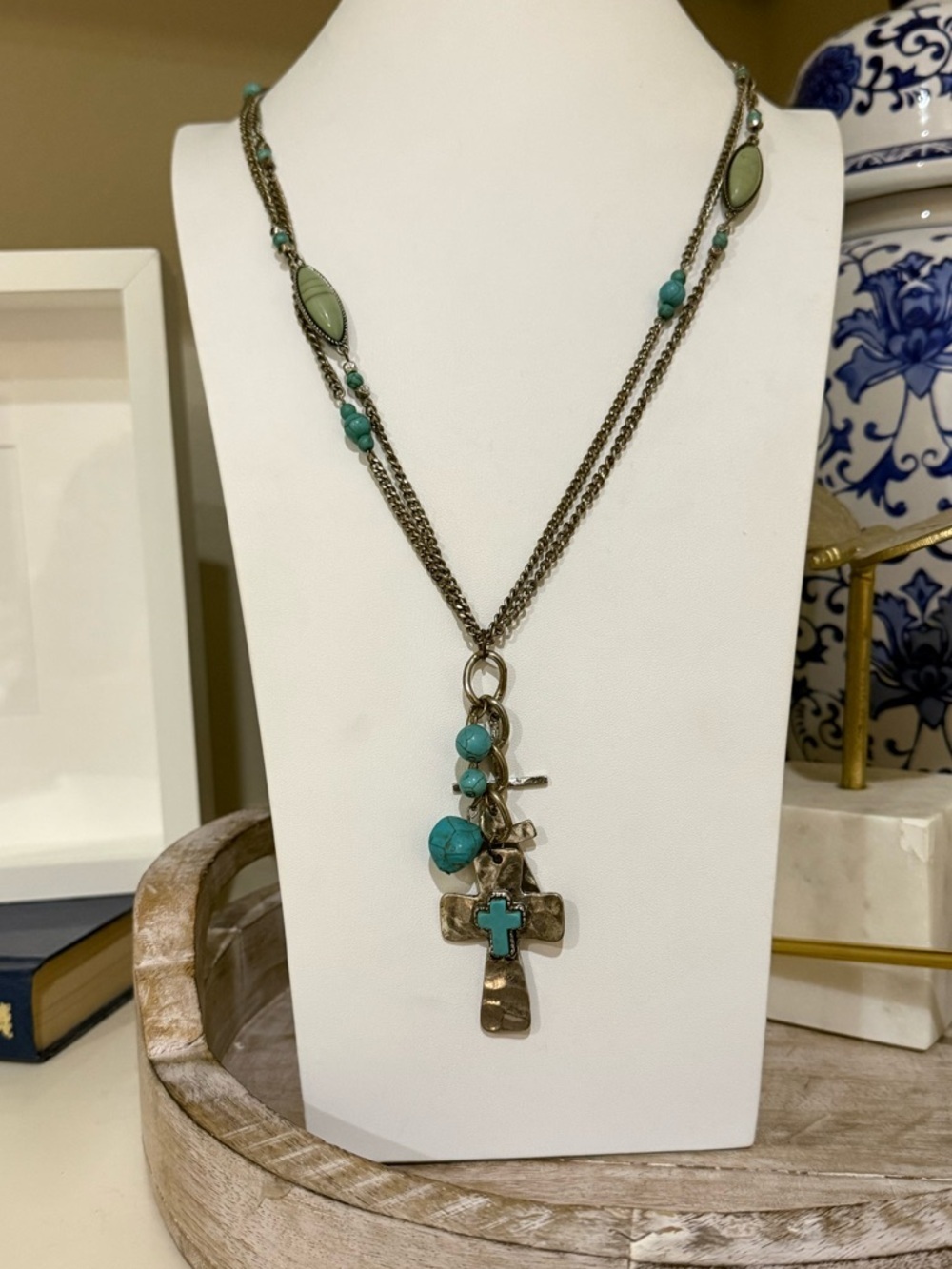 Shyanne Extra Long Multi-Layer Necklace with Long Cross Pendants